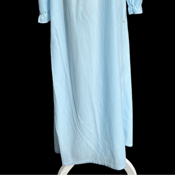 🌻NEW w.tag VINTAGE Gilligan & O'Malley Blue Fleece Cottagecore 80s Nightgown SM - Picture 5 of 12